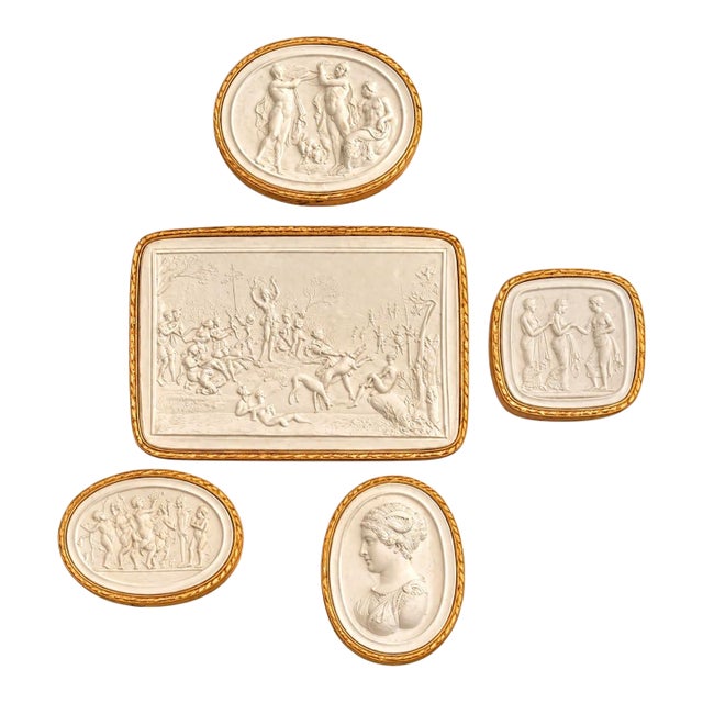 Antique Italian Grand Tour Plaster Intaglios - Set of 5 (Group #3) For Sale