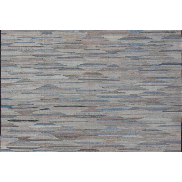 Hand Woven Diamond Modern Kilim Geometric by Keivan Woven Arts 8'10 X 11'10 For Sale - Image 9 of 13