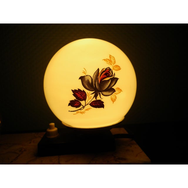 Table Lamp with Marble Base, Brass Bird Decoration and Opaline Lampshade, 1940s For Sale - Image 14 of 17