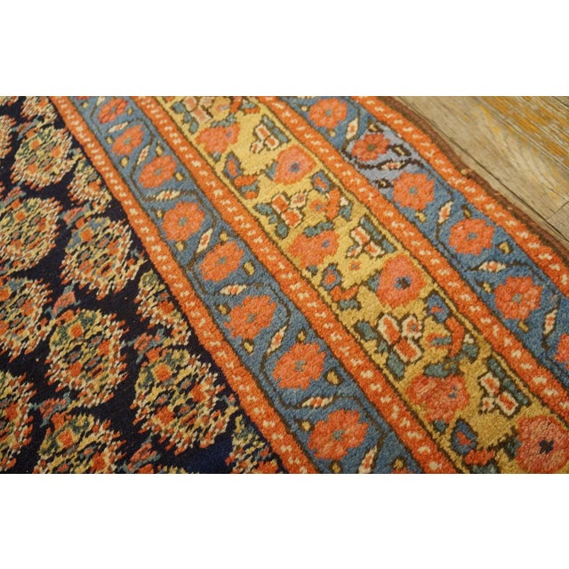 Navy Blue 1900s Navy Blue Paisley Tribal Antique Nw Persian Carpet Runner 3' 3" X 15' Knotted Wool Rug For Sale - Image 8 of 12