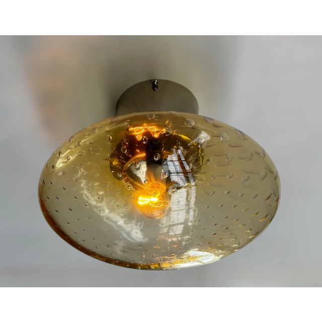 Italian 21st Century Polished Nickel and Amber Bubbles Uno Flush Mount by Fabio LTD For Sale - Image 3 of 7