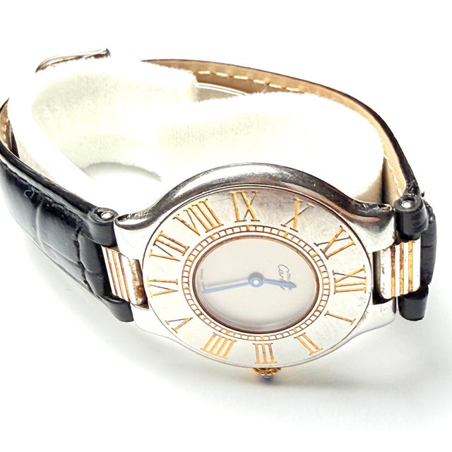 1980s Cartier Must De Cartier 21 Quartz Watch, Stainless Steel & Gold For Sale - Image 17 of 18