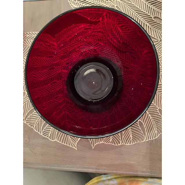 1960s Vintage Royal Red Punch Bowl With Cups and Pedestal- 11 Pieces For Sale - Image 5 of 13