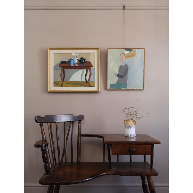 Mid-Century Modern Mid-Century Modern 'The Blue Teapot' Swedish Original Still Life Oil Painting, Framed For Sale - Image 3 of 12