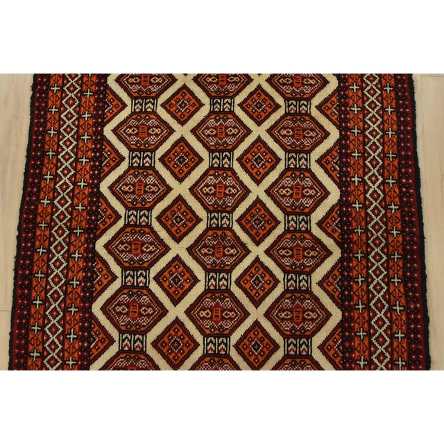 1990s Baloch Rug 3’1” X 5’7” Ivory Wool Vintage Tribal Hand-Knotted Oriental Carpet For Sale - Image 5 of 12