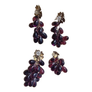 Four Antique Purple Glass Grape Clusters For Sale