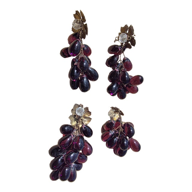 Four Antique Purple Glass Grape Clusters For Sale