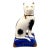 Antique Black & White Cat Figurine on Blue Base – Staffordshire Pottery Style For Sale