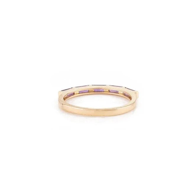 Purple Baguette Cut Amethyst 14k Gold Purple Stacking Band Birthstone Ring Size 9 For Sale - Image 8 of 13