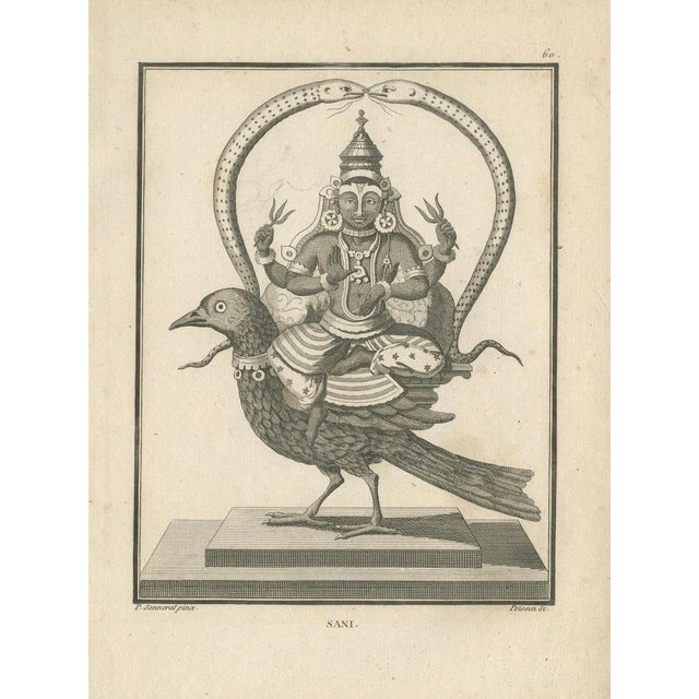 Paper Engraving of Sani, Hindu Deity on Raven, 1806, Print For Sale - Image 7 of 10