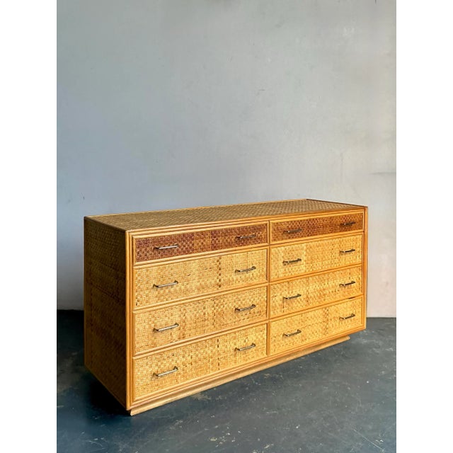 Late 20th Century Vintage Boho Woven Rattan Dresser For Sale - Image 5 of 6