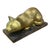 Vintage 1960s Brass Crouching Cat on Black Marble Base For Sale