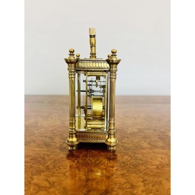 Victorian Ornate Brass Carriage Clock, 1860s For Sale - Image 3 of 5