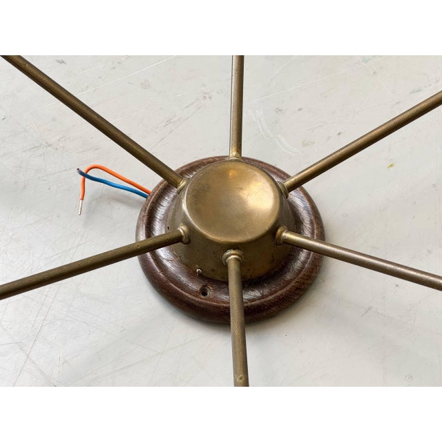 Sputnik Ceiling Light with Six Brass Arms and Colored Sockets, 1960s For Sale - Image 12 of 16