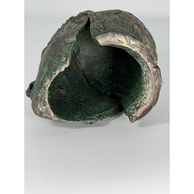 2020s Bronze-Style Fragment Head Sculpture With Verdigris Patina For Sale - Image 5 of 5