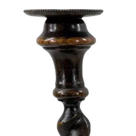 English 12.5” Antique English Oak Barley Twist Candlesticks With Brass Inserts - Pair For Sale - Image 3 of 14