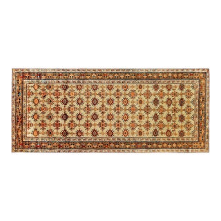 Antique Persian Kurd Rug, Gallery Size, Repeating Rosettes in Soft Tones For Sale