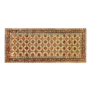 Antique Persian Kurd Rug, Gallery Size, Repeating Rosettes in Soft Tones
