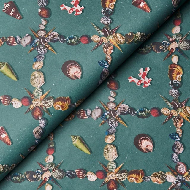 Not Yet Made - Made To Order Schumacher Grotto Treillage Wallpaper, Multi on Teal For Sale - Image 5 of 6