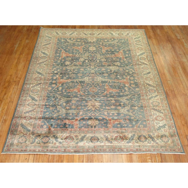 20th Century Turkish Green Terracotta RugX 9'7'' - 7'3" x 9'7" For Sale - Image 9 of 10