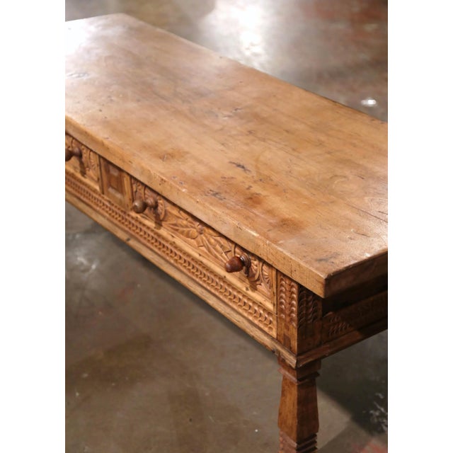 Wood 19th Century Spanish Baroque Bleached Walnut Coffee Table With Drawers For Sale - Image 7 of 12