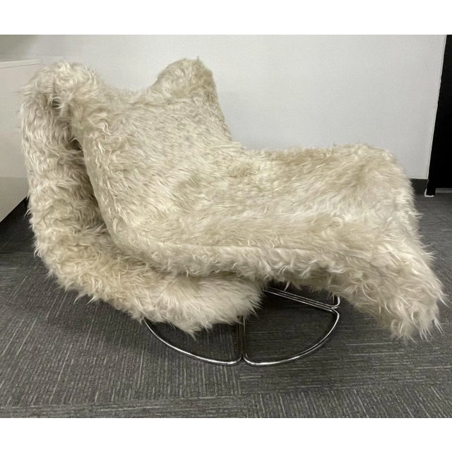 Textile Low Slung Vintage Swivel Chair in New Fur For Sale - Image 7 of 7