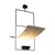 A tubular structure of black lacquered metal, stretched taut like a gallows, holds a white lacquered, curved, and...