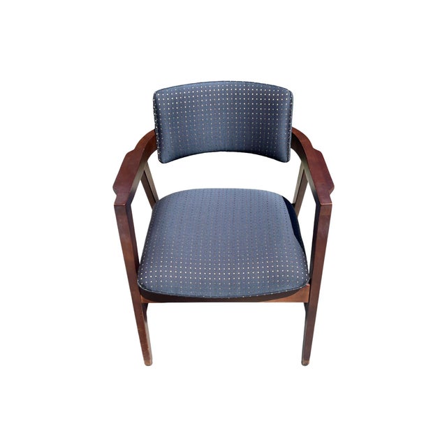 Vintage Mid Century Modern Gunlocke Dining Chairs 9 Available Walnut Floating Back Office For Sale - Image 9 of 12