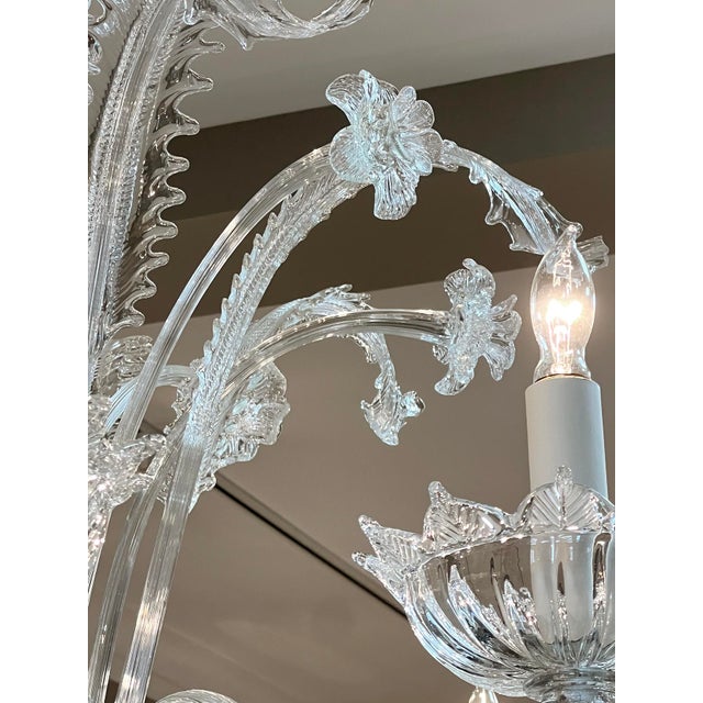 Impressively Large Murano Blown Clear Glass Chandelier With Floral and Foliate Tendrils For Sale - Image 11 of 14