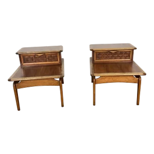 Mid 20th Century Lane Furniture Pair of Two Tier Perception End Tables
