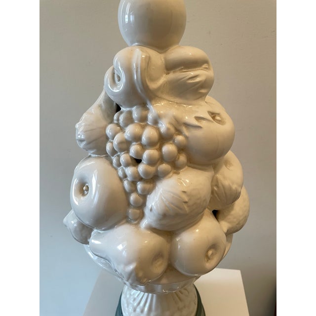 Vintage Italian Blanc De Chine Fruit Topiary Porcelain Table Lamp For Sale - Image 4 of 11