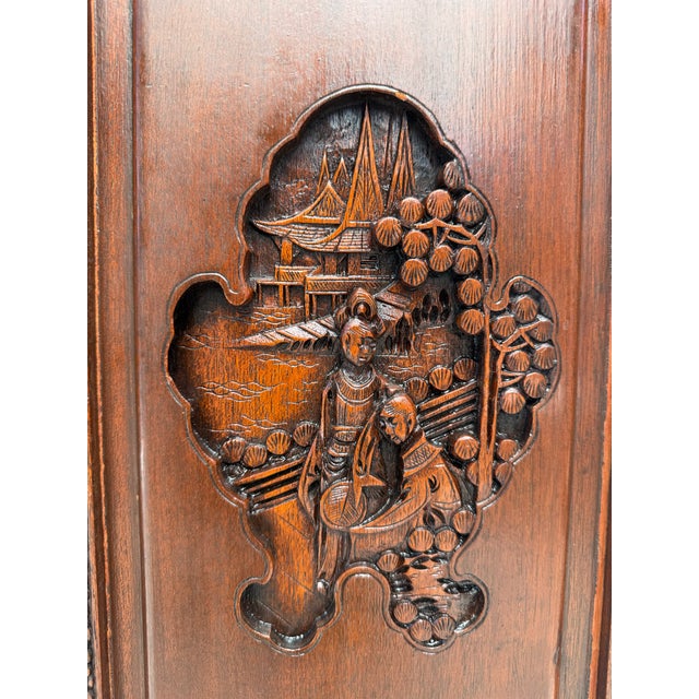 Brown 1950's George Zee Chinese Chippendale Dry Bar Expanding Cabinet For Sale - Image 8 of 18