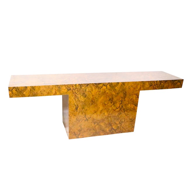 Mid Century Faux Burl Formica Console Table c.1970's For Sale - Image 9 of 10