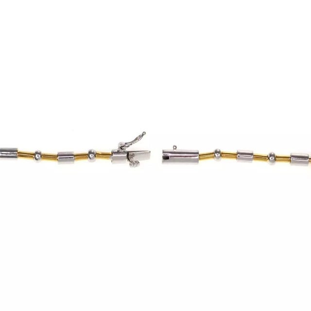 1990s Vintage 3.50ct Diamond South Sea Pearls 18k Two Tone Gold Fancy Necklace For Sale - Image 5 of 6