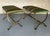 Pair of Spanish Iron Benches in Striped Fabric For Sale - Image 4 of 12
