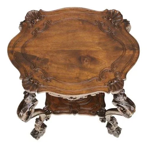 Carved Wooden Table in Neo-Rococo Style, 1890s For Sale - Image 5 of 8