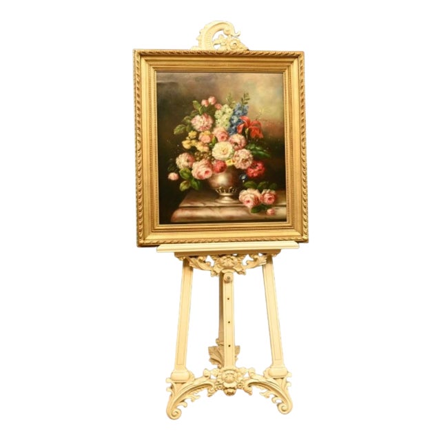 Regency Style Still Life with Floral Spray, 1980s, Oil on Canvas, Framed For Sale