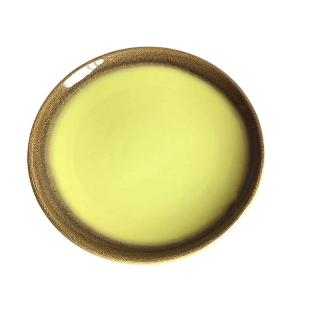 A great large vintage Bauer California Pottery mid century modern green and brown round serving tray. Please see pictures...