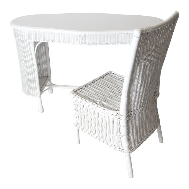 Wicker Desk & Chair A Pair Chairish