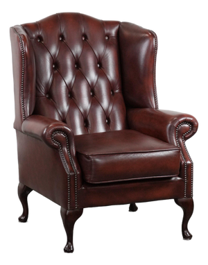 Chesterfield Wing Chair in Cowhide Leather