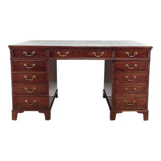 Edwardian English Mahogany Partners Desk For Sale