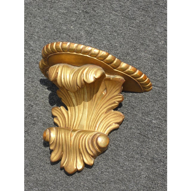 Vintage Small Ornate Wood Gold Leaf Scroll French Style Wall Decor