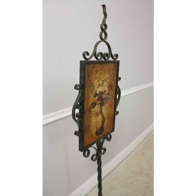 Paint Decorated Iron Base Fire Screen Age: Approx: 20 Years Old Details: Faux Bronze Finish On Iron Nice Decorative...