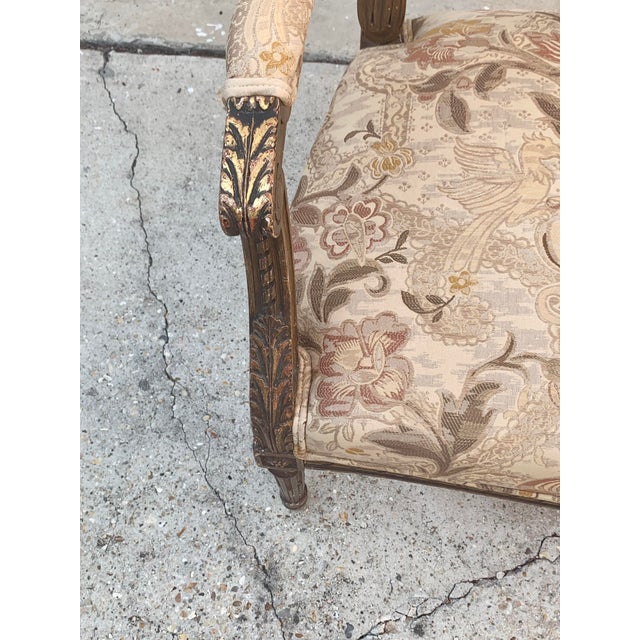 Cream Antique Louis XVI Style Upholstered Gilt Wood Setee For Sale - Image 8 of 12