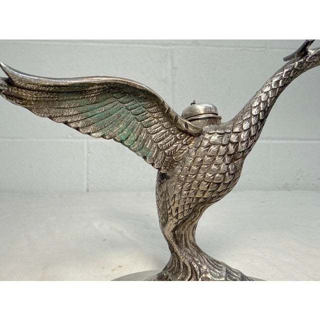 Antique Silverplate Swan Bird Brandy Glass Warmer Table Top Oil Lamp Heater For Sale - Image 12 of 12