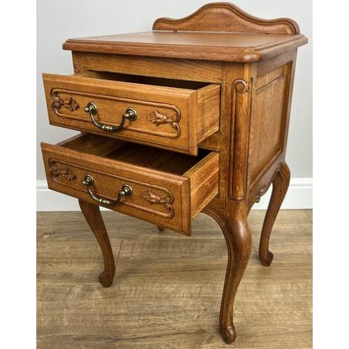 Vintage French Bedside Tables in Oak, Set of 2 For Sale - Image 9 of 12
