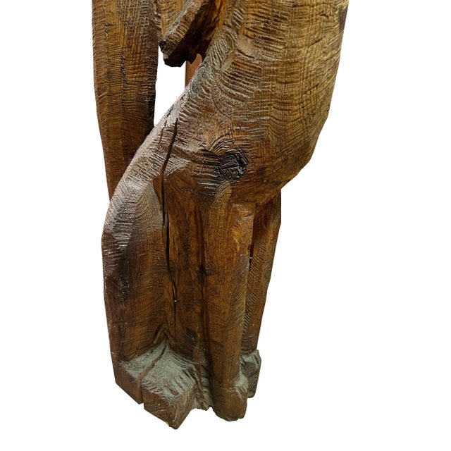 American Folk Art Hand Carved Coyote Floor Standing Sculpture For Sale - Image 3 of 8