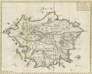 Antique Map of Borneo Kalimantan Indonesia and Sabah Malaysia and Brunei