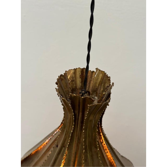 Brutalist Brutalist Brass Pendant Lamp attributed to Sven Aage Jensen for Holm Sørensen, 1960s For Sale - Image 3 of 11
