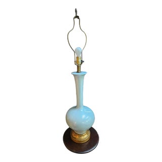 Mid-Century Long Neck Pearlescent Blue Lamp For Sale